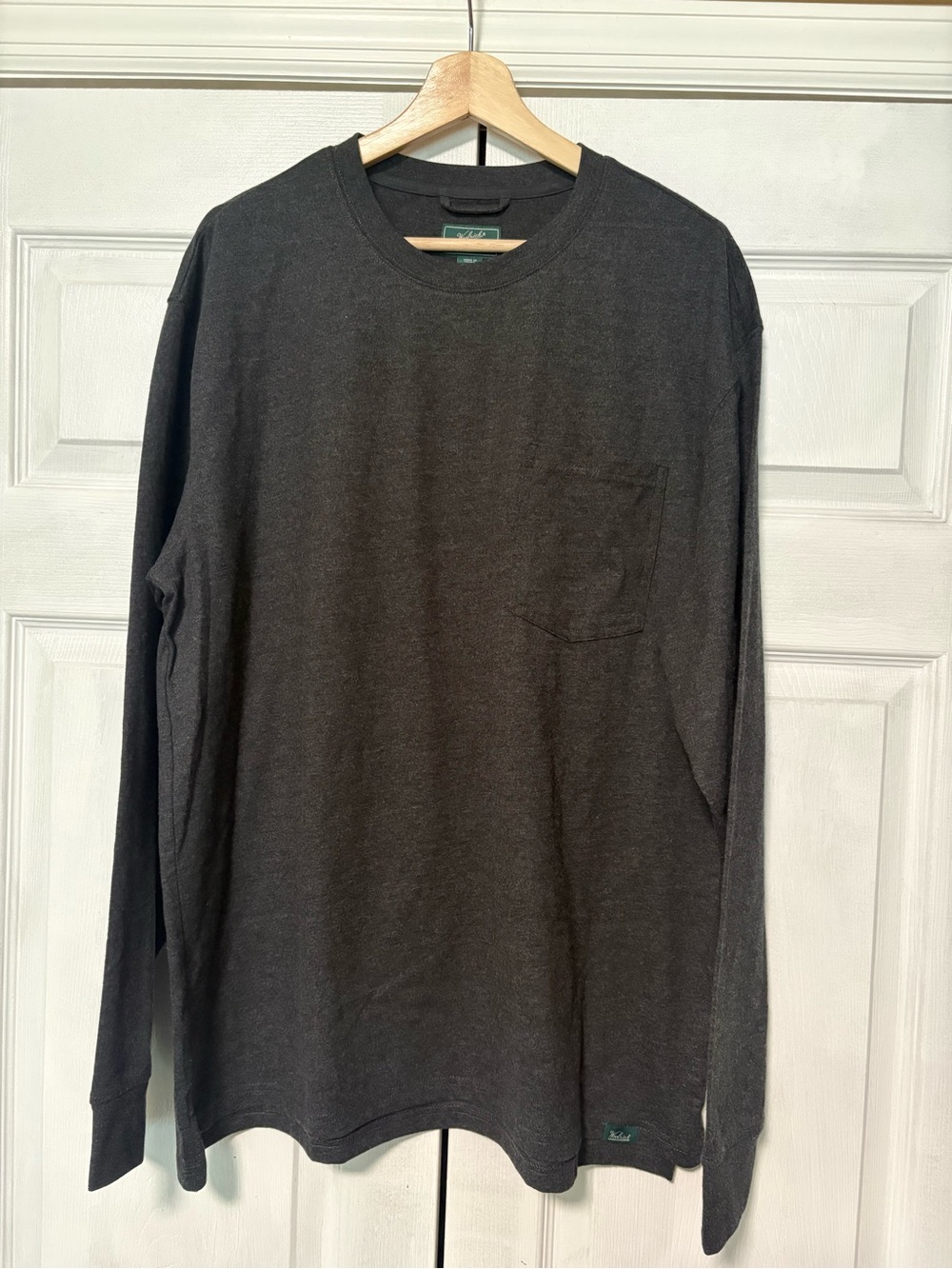 Woolrich Green Label Charcoal Heather Long Sleeve Pocket Tee Shirt L Cotton